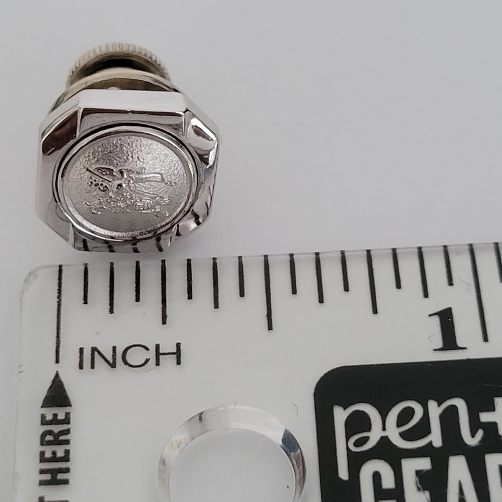 Burberrys Vintage Silver Tone Prorsum Knight Octagon Lapel Pin Tie Tack Logo - Picture 6 of 6